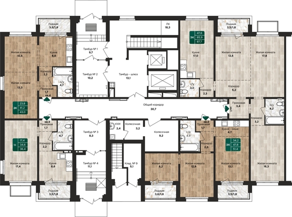 
  Продается 3-комн. квартира, 87.7 м², ЖК Камчатка, корпус 1
. Фото 1.