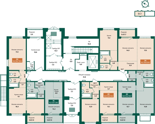 
  Продается 2-комн. квартира 41.4 м², в ЖК Камчатка, корпус 6/2. Фото 1.