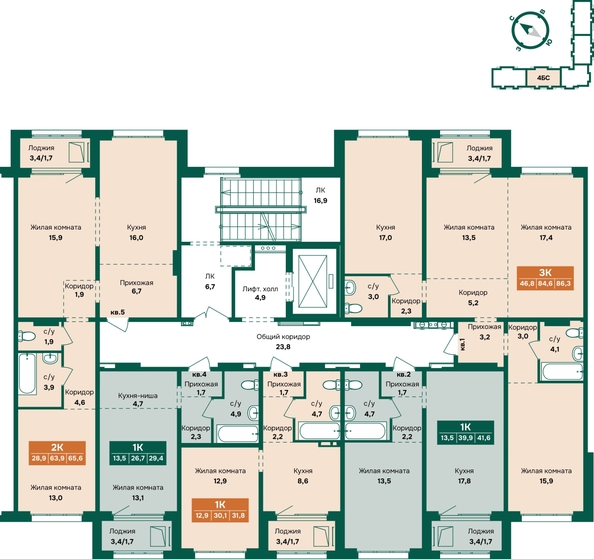 
  Продается 1-комн. квартира 41.6 м², в ЖК Камчатка, корпус 6/3. Фото 1.