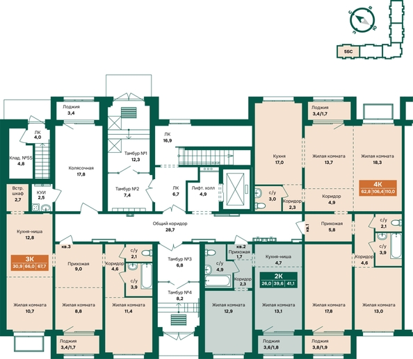 
  Продается 4-комн. квартира 110 м², в ЖК Камчатка, корпус 6/3. Фото 1.