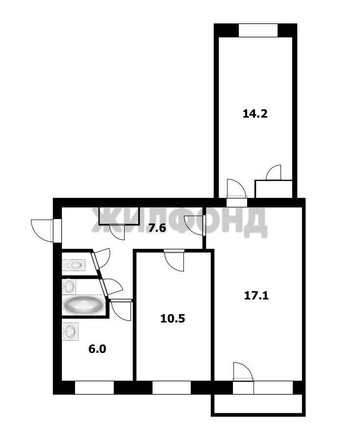 
  Продается 3-комн. квартира 59 м². Фото 13.