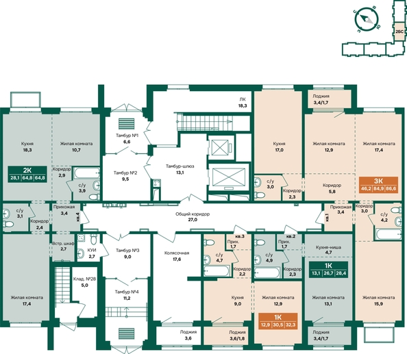 
  Продается 1-комн. квартира 32.3 м², в ЖК Камчатка, корпус 6/3. Фото 1.