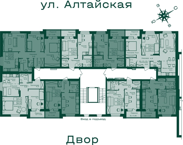 
  Продается 2-комн. квартира 61.7 м², в ЖК Первогорье, корпус 4. Фото 1.