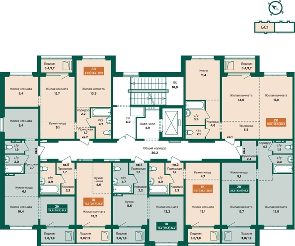 
  Продается 1-комн. квартира 28.6 м², в ЖК Камчатка, корпус 6/2. Фото 1.