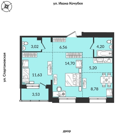 
   Продам 3-комнатную, 57.77 м², Источник, дом 2

. Фото 1.