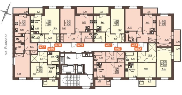 
   Продам 2-комнатную, 58.63 м², Очаг, блок-секция 8

. Фото 2.