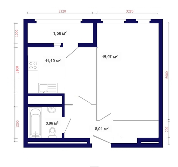 
  Продается 1-комн. квартира, 40.44 м², ЖК Юго-Западный, дом 17
. Фото 3.