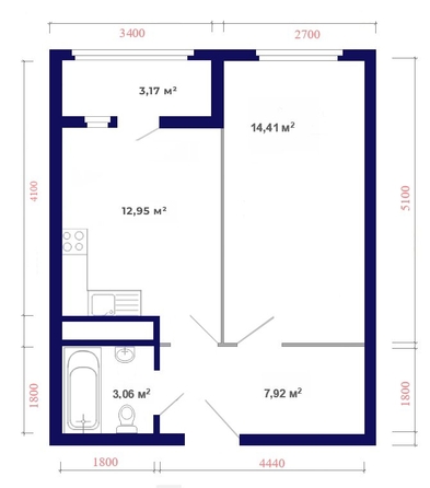 
   Продам 1-комнатную, 41.51 м², Юго-Западный, дом 17

. Фото 16.