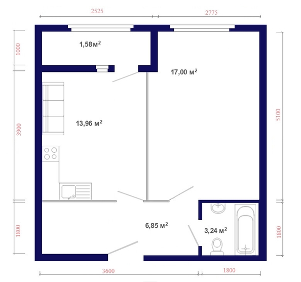 
  Продается 1-комн. квартира, 38.44 м², ЖК Юго-Западный, дом 17
. Фото 4.