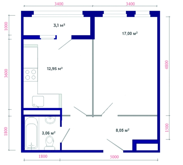 
  Продается 1-комн. квартира, 44.16 м², ЖК Юго-Западный, дом 17
. Фото 5.