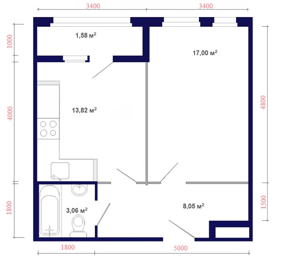 
  Продается 1-комн. квартира, 45.1 м², ЖК Юго-Западный, дом 17
. Фото 3.