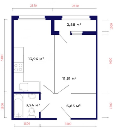 
   Продам 1-комнатную, 38.44 м², Юго-Западный, дом 17

. Фото 6.