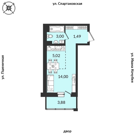 
   Продам 1-комнатную, 27.39 м², Источник, дом 5

. Фото 1.