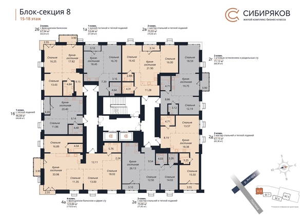 
   Продам 1-комнатную, 53.44 м², Сибиряков, блок-секция 8

. Фото 1.