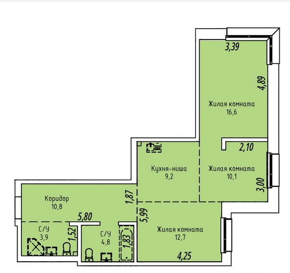 
   Продам 3-комнатную, 68 м², Култукская ул, д 18

. Фото 17.