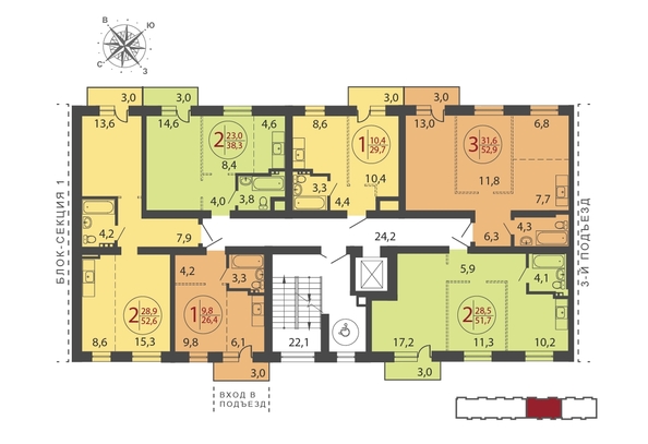 
   Продам 3-комнатную, 52.9 м², Загородный, 2 очередь

. Фото 3.