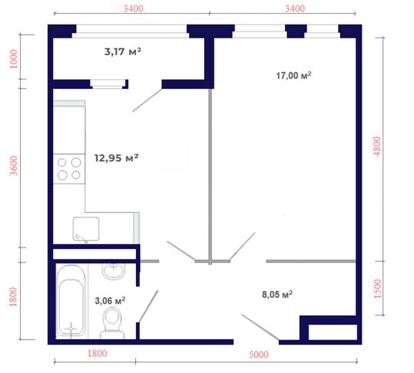 
   Продам 1-комнатную, 44.23 м², Юго-Западный, дом 17

. Фото 6.