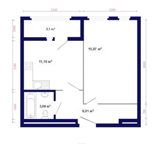 
  Продается 1-комн. квартира, 41.24 м², ЖК Юго-Западный, дом 17
. Фото 4.