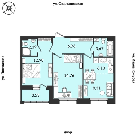 
   Продам 2-комнатную, 58.59 м², Источник, дом 5

. Фото 1.