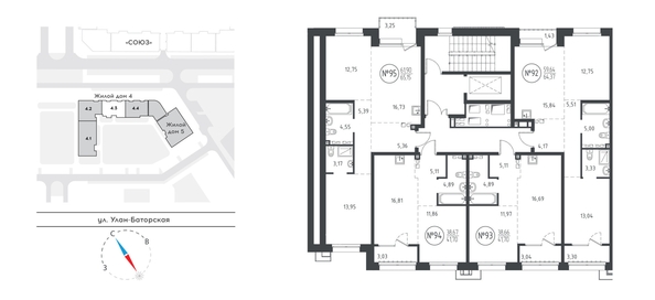 
   Продам 2-комнатную, 65.2 м², СОЮЗ PRIORITY, дом 4

. Фото 1.