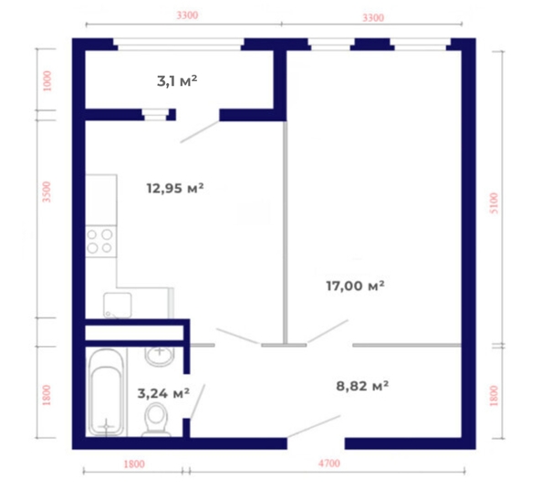 
  Продается 1-комн. квартира, 45.11 м², ЖК Юго-Западный, дом 17
. Фото 4.