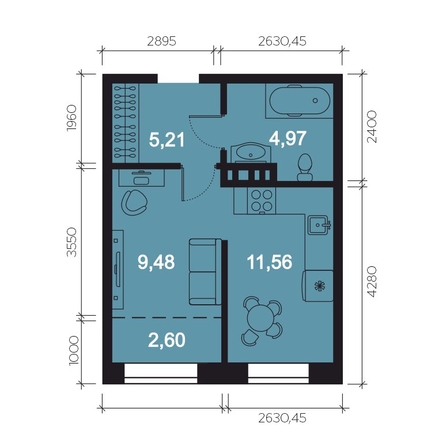 
   Продам 1-комнатную, 33.82 м², RIVERANG (РиверАнг)

. Фото 1.