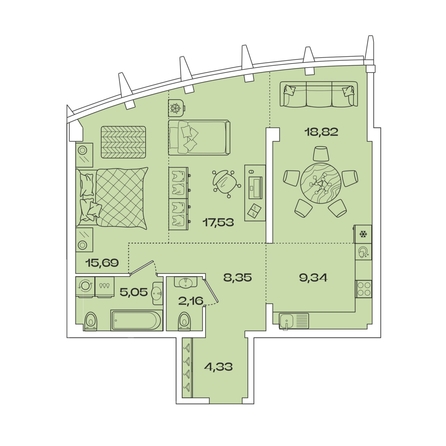 
   Продам 2-комнатную, 81.27 м², Звезды, дом 1

. Фото 1.