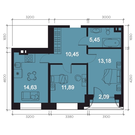
   Продам 3-комнатную, 56.99 м², RIVERANG (РиверАнг)

. Фото 1.