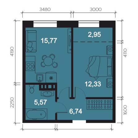 
  Продается 2-комн. квартира, 43.36 м², ЖК RIVERANG (РиверАнг)
. Фото 1.