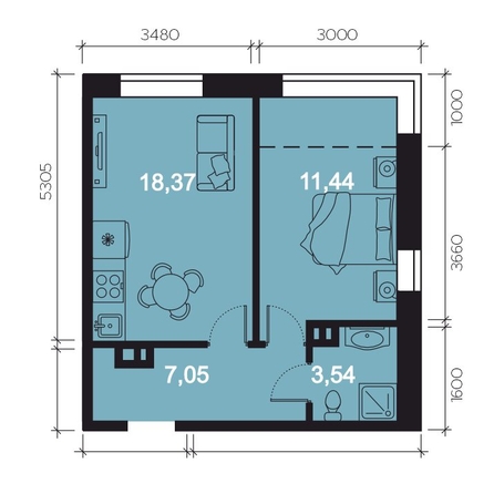 
  Продается 2-комн. квартира, 43.35 м², ЖК RIVERANG (РиверАнг)
. Фото 1.