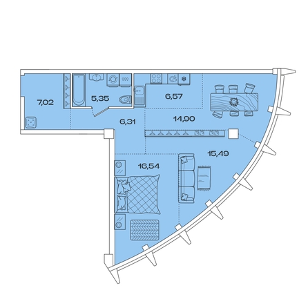 
  Продается 2-комн. квартира, 71.54 м², ЖК Звезды, дом 2
. Фото 1.