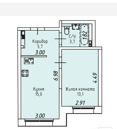 
  Продается студия, 39 м², Култукская ул
. Фото 12.