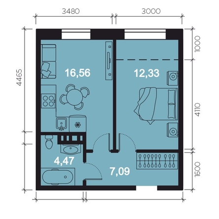 
  Продается 2-комн. квартира, 43.4 м², ЖК RIVERANG (РиверАнг)
. Фото 1.