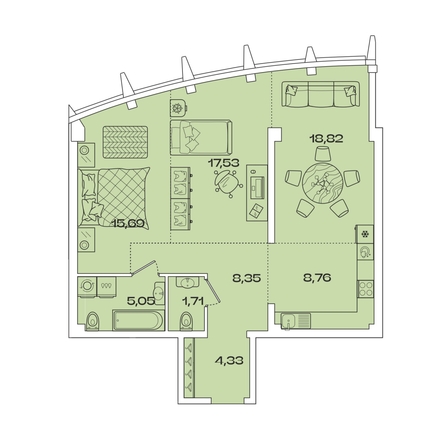 
  Продается 2-комн. квартира, 80.24 м², ЖК Звезды, дом 1
. Фото 1.