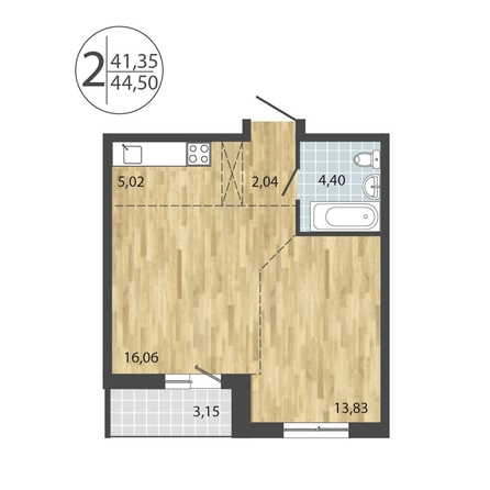 
  Продается 2-комн. квартира, 44.5 м², ЖК ЛЕРМОНТОВ ПАРК, дом 1
. Фото 9.