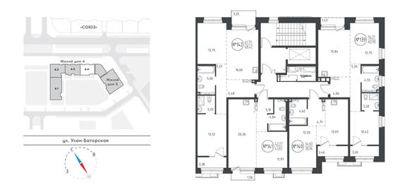 
  Продается 2-комн. квартира, 60.63 м², ЖК СОЮЗ PRIORITY, дом 4
. Фото 1.