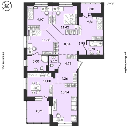 
  Продается 4-комн. квартира, 111.05 м², ЖК Источник, дом 3
. Фото 1.