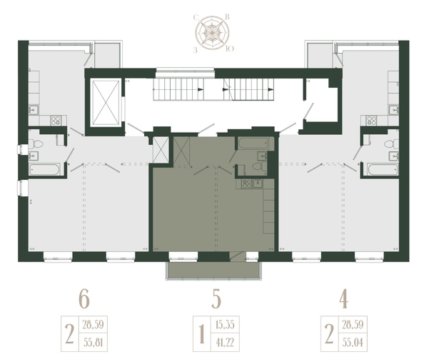 
  Продается 2-комн. квартира, 55.81 м², ЖК Новые кварталы, дом 2
. Фото 2.