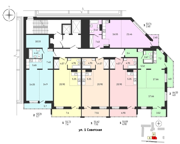 
  Продается 1-комн. квартира, 51.09 м², ЖК Суворов
. Фото 4.