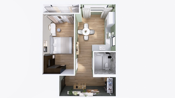 
  Продается 1-комн. квартира, 49.54 м², ЖК Юго-Западный, дом 17
. Фото 1.