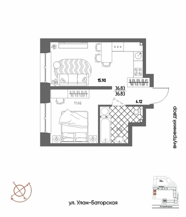 
  Продается 1-комн. квартира 36.83 м², в ЖК СОЮЗ ПРИОРИТИ МАХ, д. 4. Фото 3.