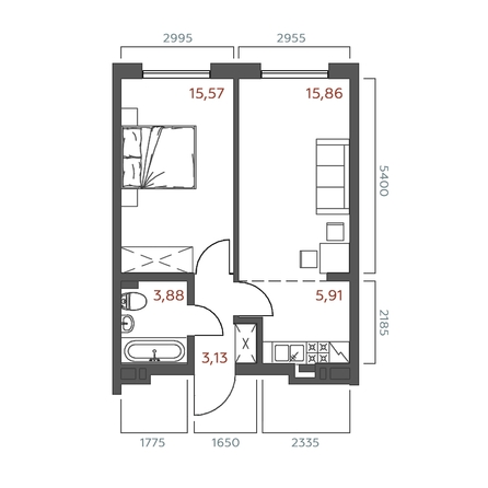 
  Продается 1-комн. квартира 44.33 м², в ЖК Салют. Фото 1.