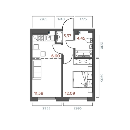 
  Продается 1-комн. квартира 38.09 м², в ЖК Салют. Фото 1.