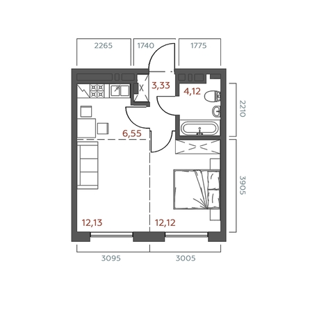 
  Продается 1-комн. квартира 38.25 м², в ЖК Салют. Фото 3.