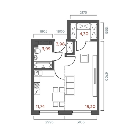 
  Продается 1-комн. квартира 43.31 м², в ЖК Салют. Фото 1.
