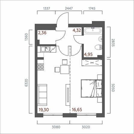 
  Продается 1-комн. квартира 47.58 м², в ЖК Салют. Фото 1.