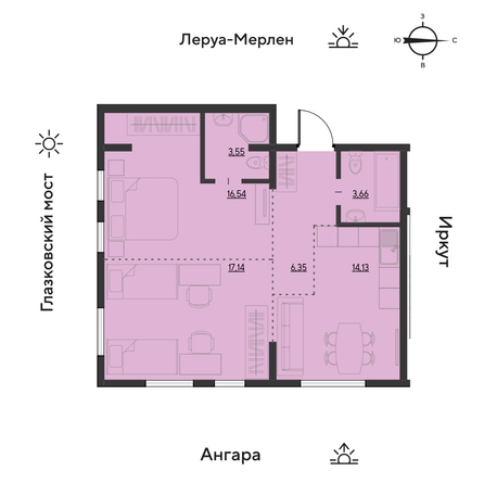 
  Продается 3-комн. квартира 61.7 м², в ЖК Затон, блок-секция 2. Фото 1.