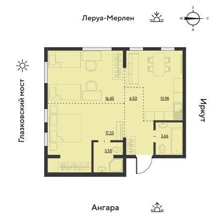 
  Продается 3-комн. квартира 61.5 м², в ЖК Затон, блок-секция 2. Фото 1.