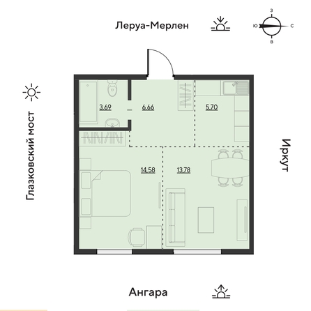 
  Продается 2-комн. квартира 44.7 м², в ЖК Затон, блок-секция 2. Фото 1.