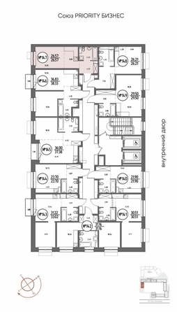 
  Продается студия 26.57 м², в ЖК СОЮЗ ПРИОРИТИ МАХ, д. 4. Фото 23.